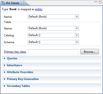 JPA details in Eclipse