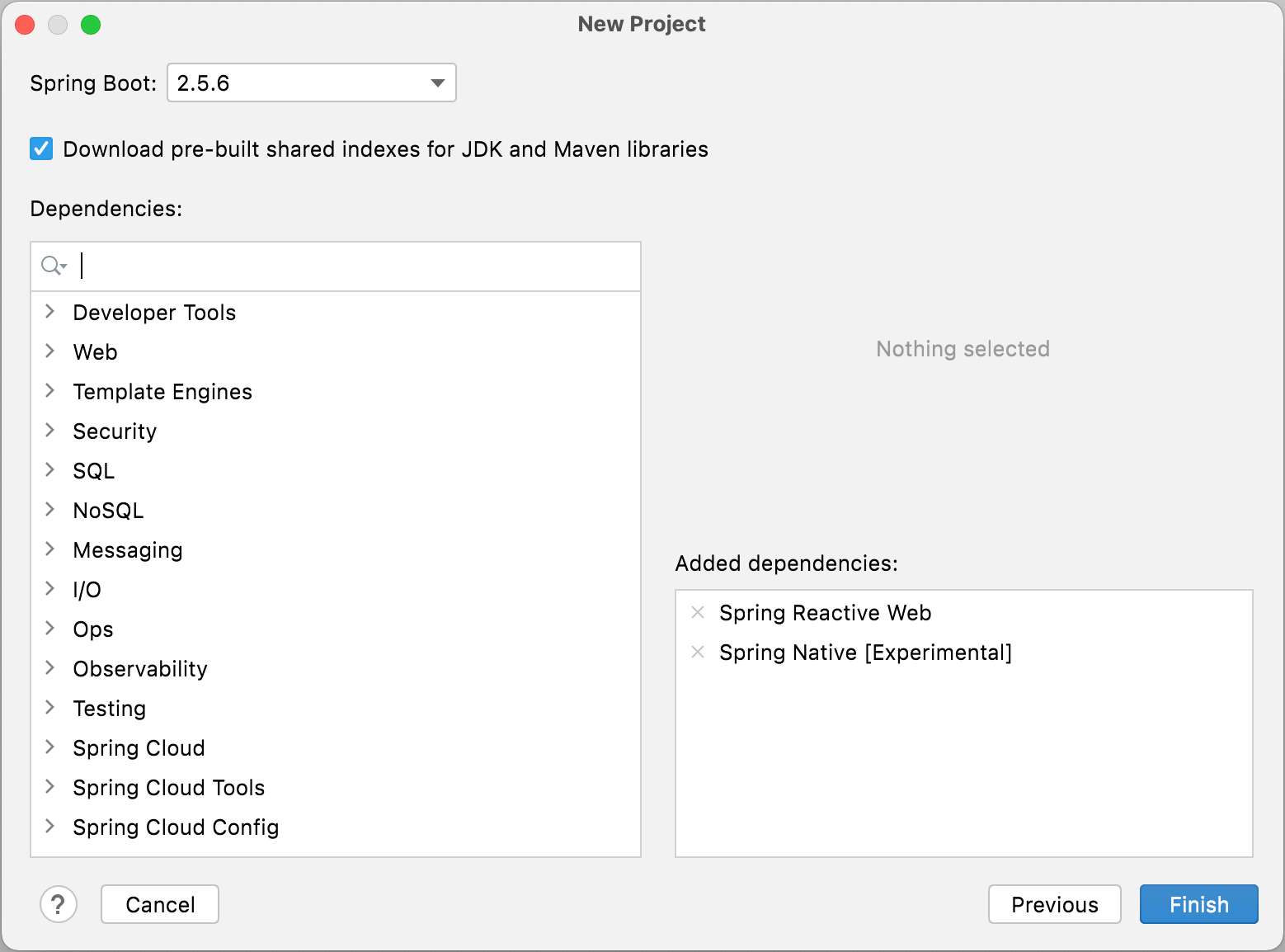 Screenshot of the Spring Initializr inside of IntelliJ IDEA