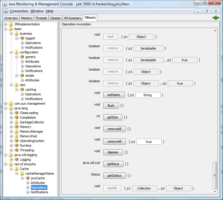 JConsole MBean view