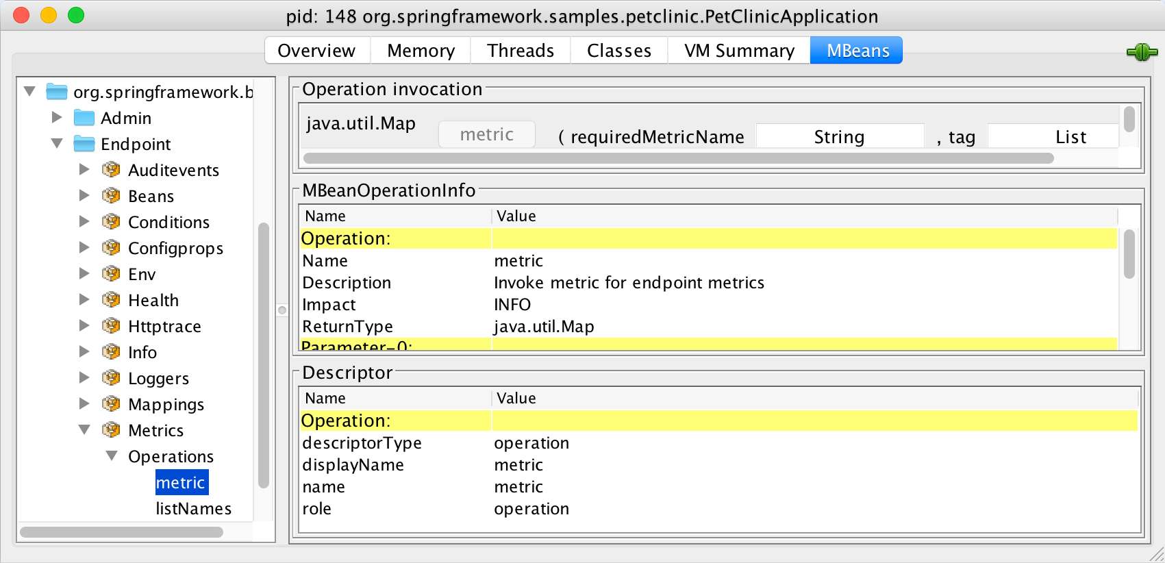 Trying to display metrics in the JConsole