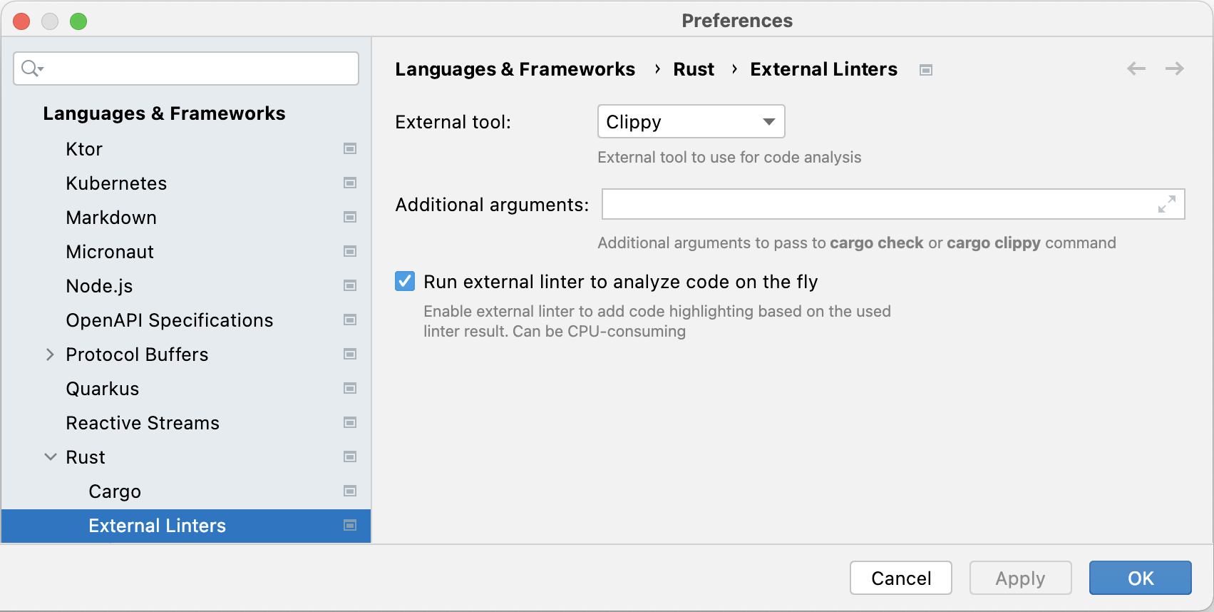 Intelij IDEA Clippy configuration