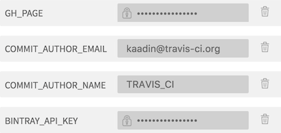 Travis CI environment variables