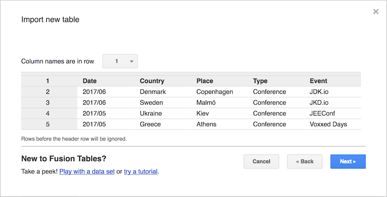 Import new table